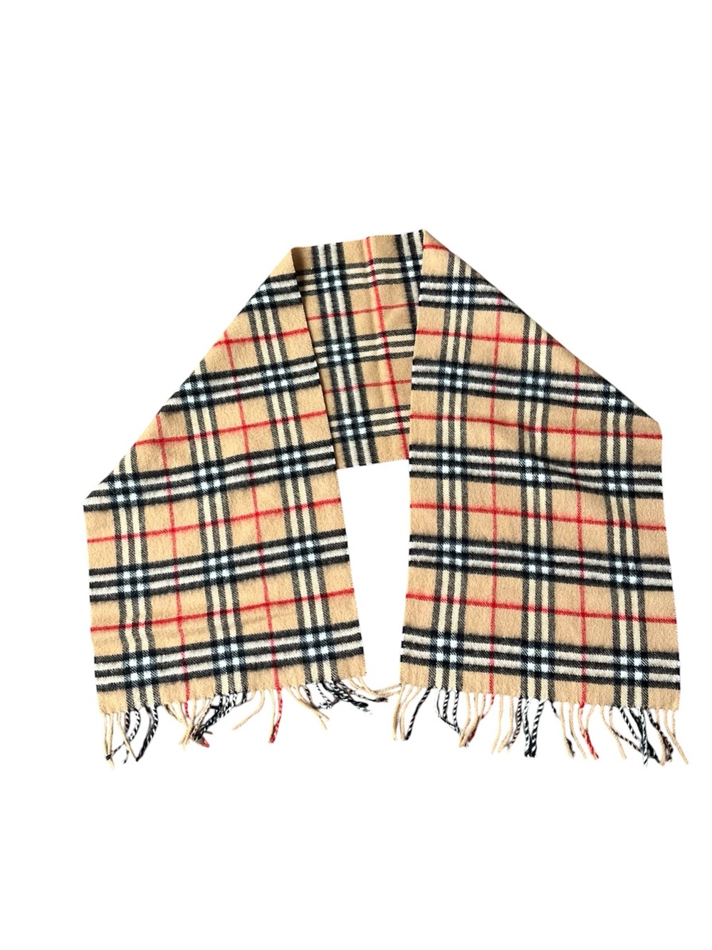 Vintage Burberrys Nova Check Fringe Scarf Lambswool